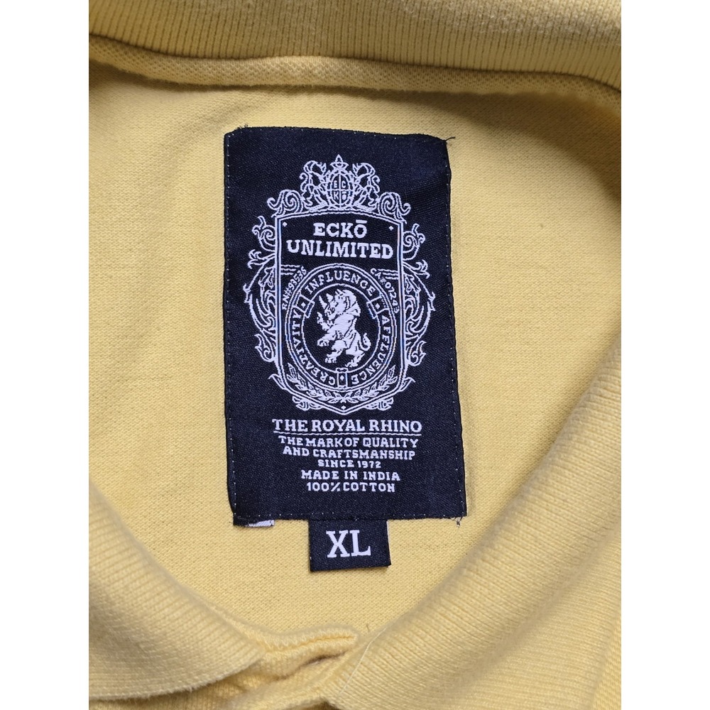 Vintage Y2K Ecko Unlimited Polo Mens XL Butter Yellow Big Rhino Embroidered Logo - Picture 5 of 16